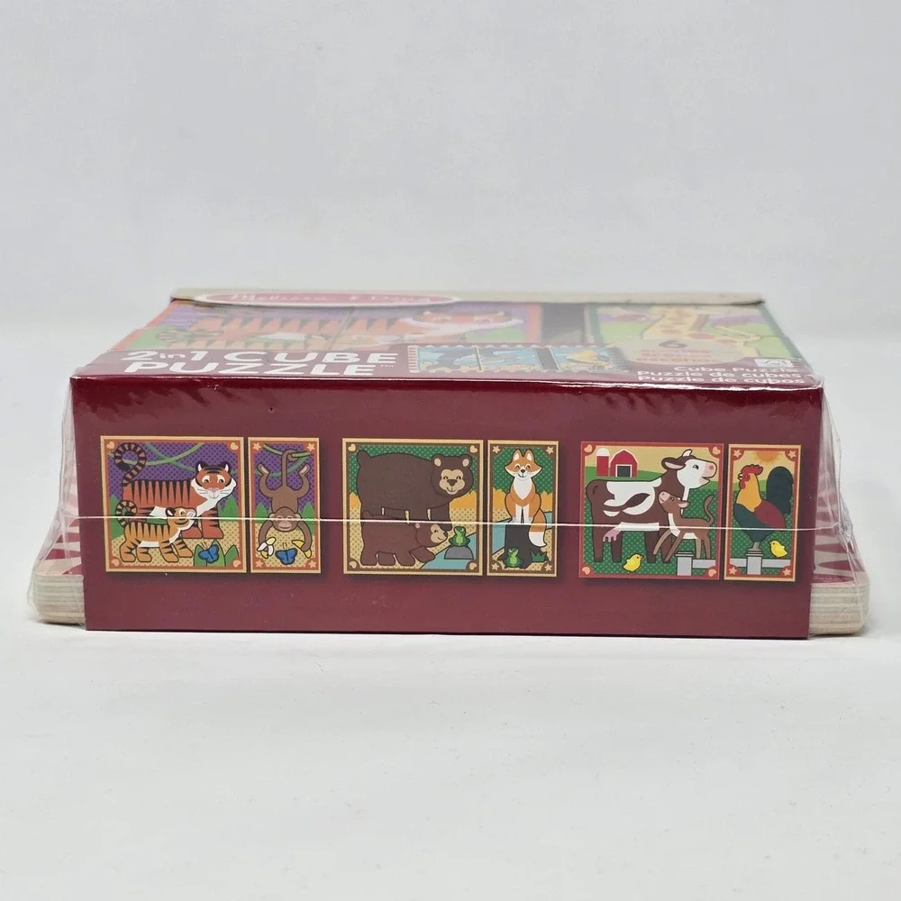 Melissa & Doug 2-in-1‎ Wooden Cube Puzzle Animals 6 Scenes 50274 New
